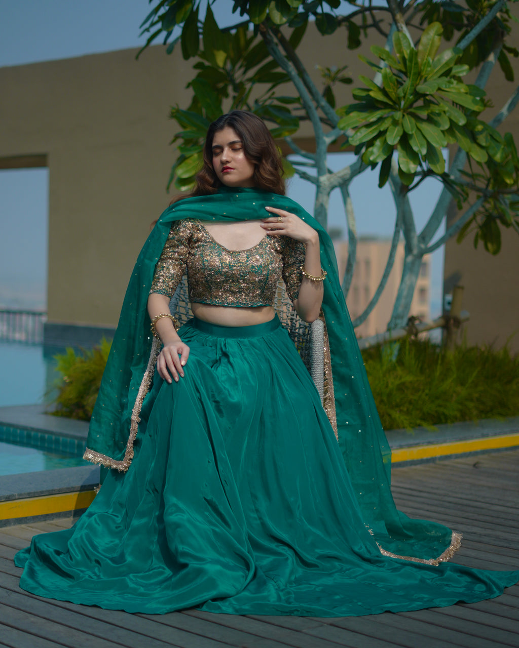 Zarmina – Emerald Luxe Lehenga Set