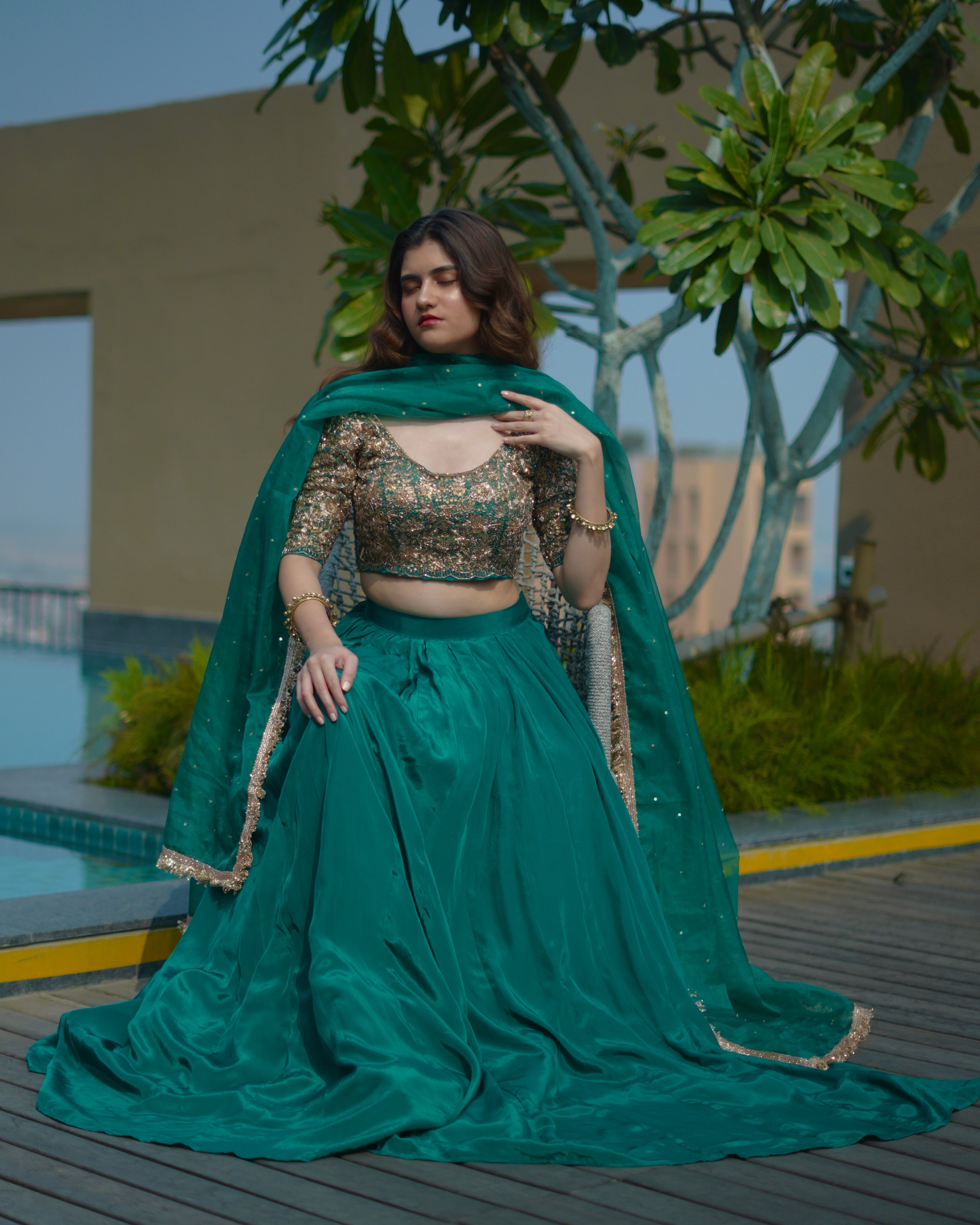 Zarmina – Emerald Luxe Lehenga Set