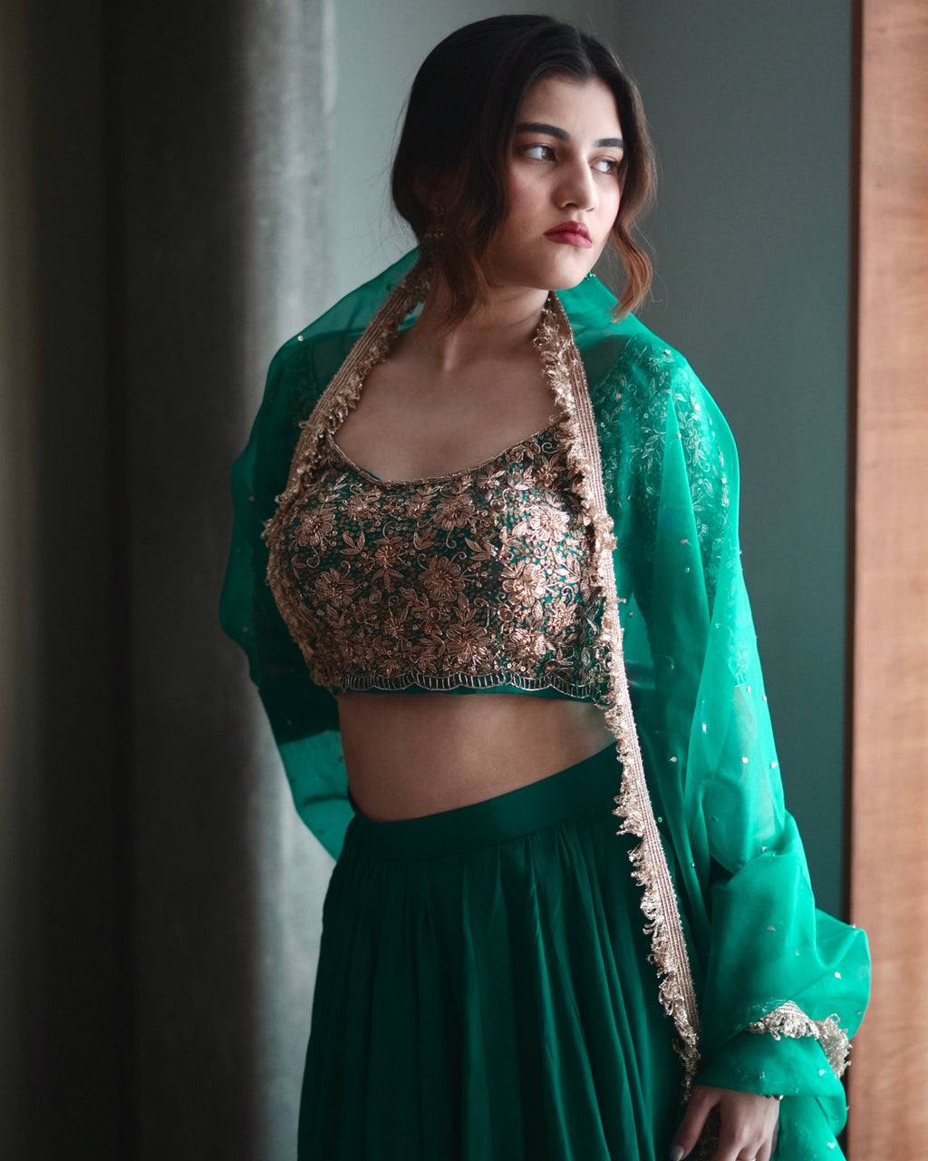 Zarmina – Emerald Luxe Lehenga Set