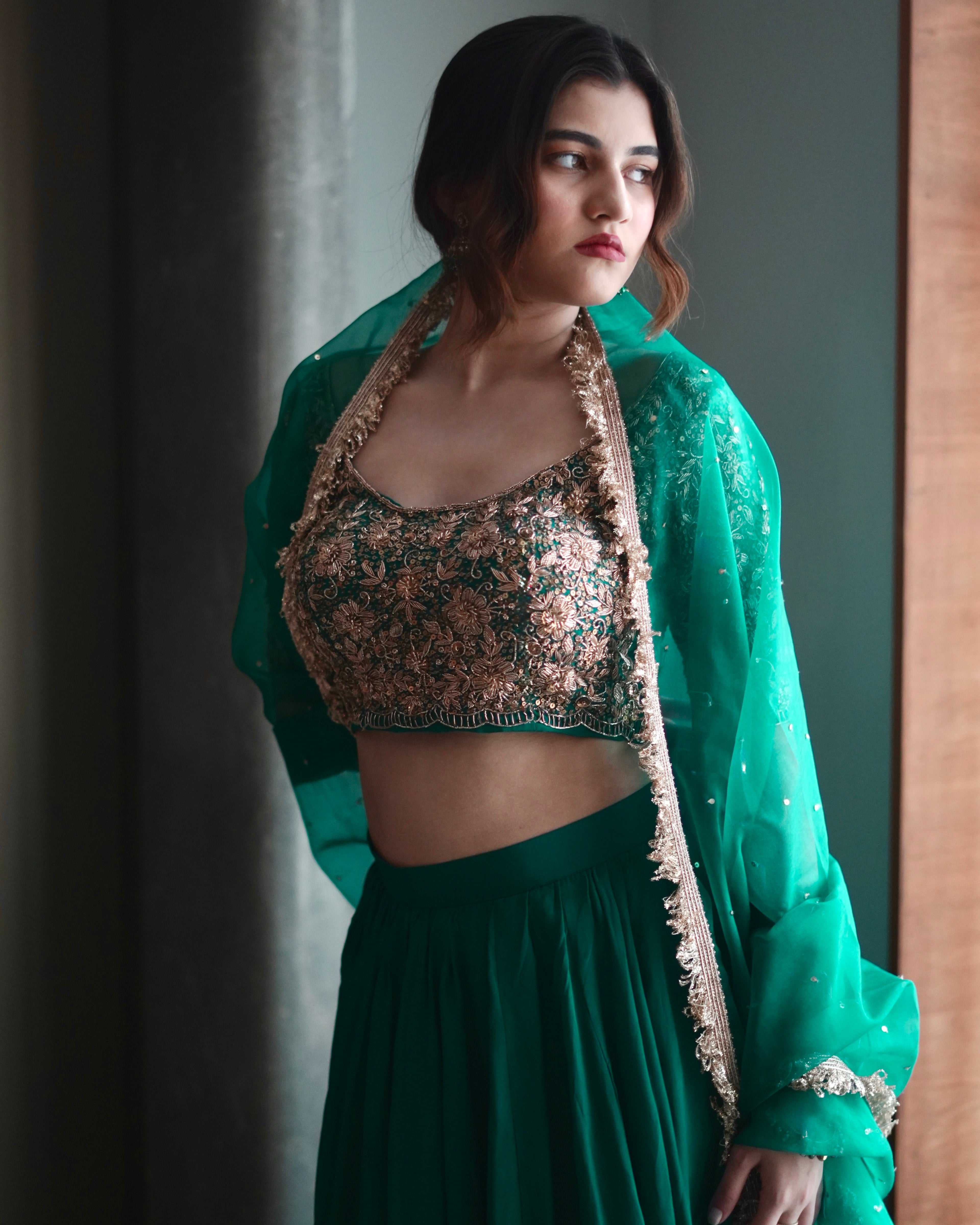 Zarmina – Emerald Luxe Lehenga Set