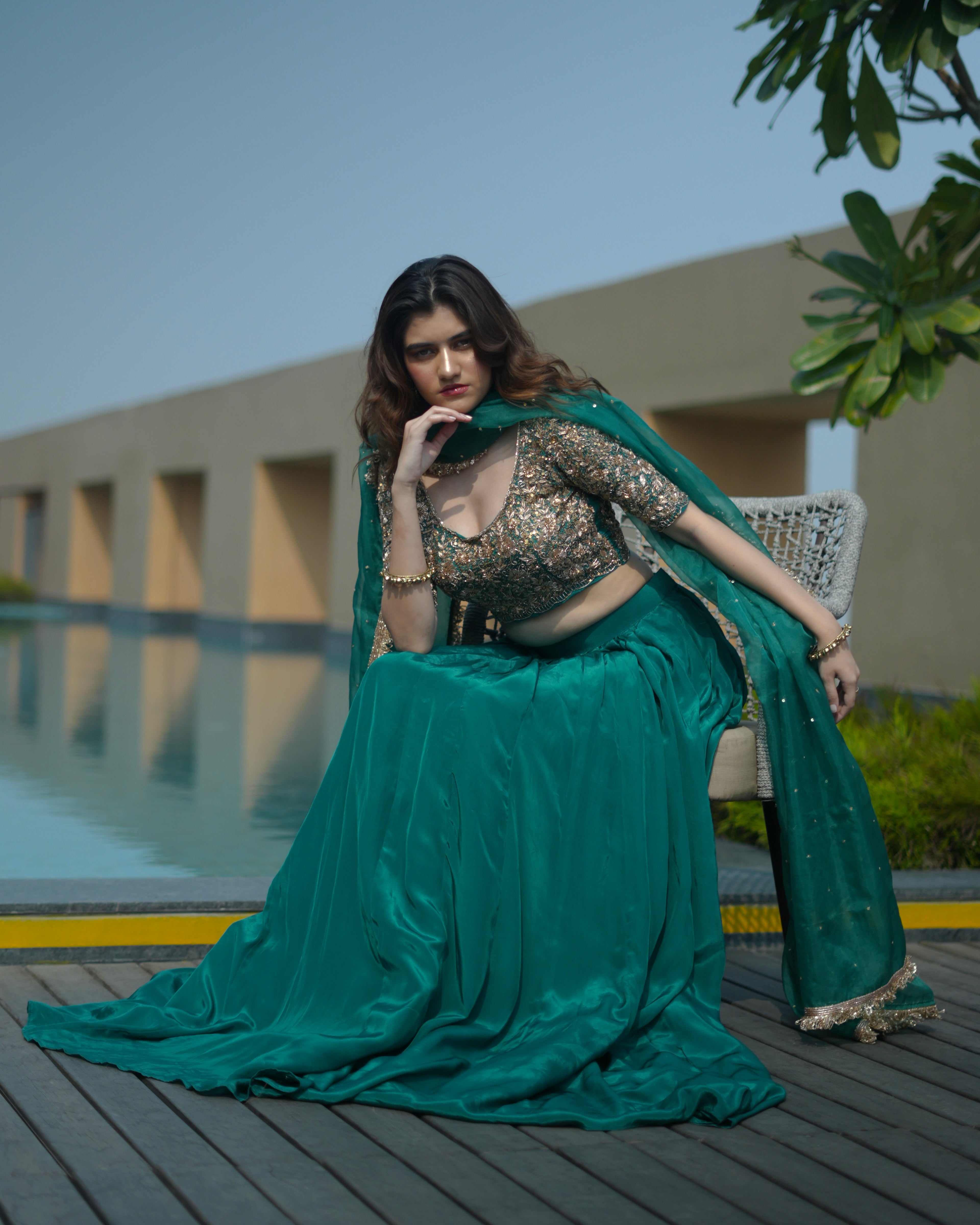 Zarmina – Emerald Luxe Lehenga Set