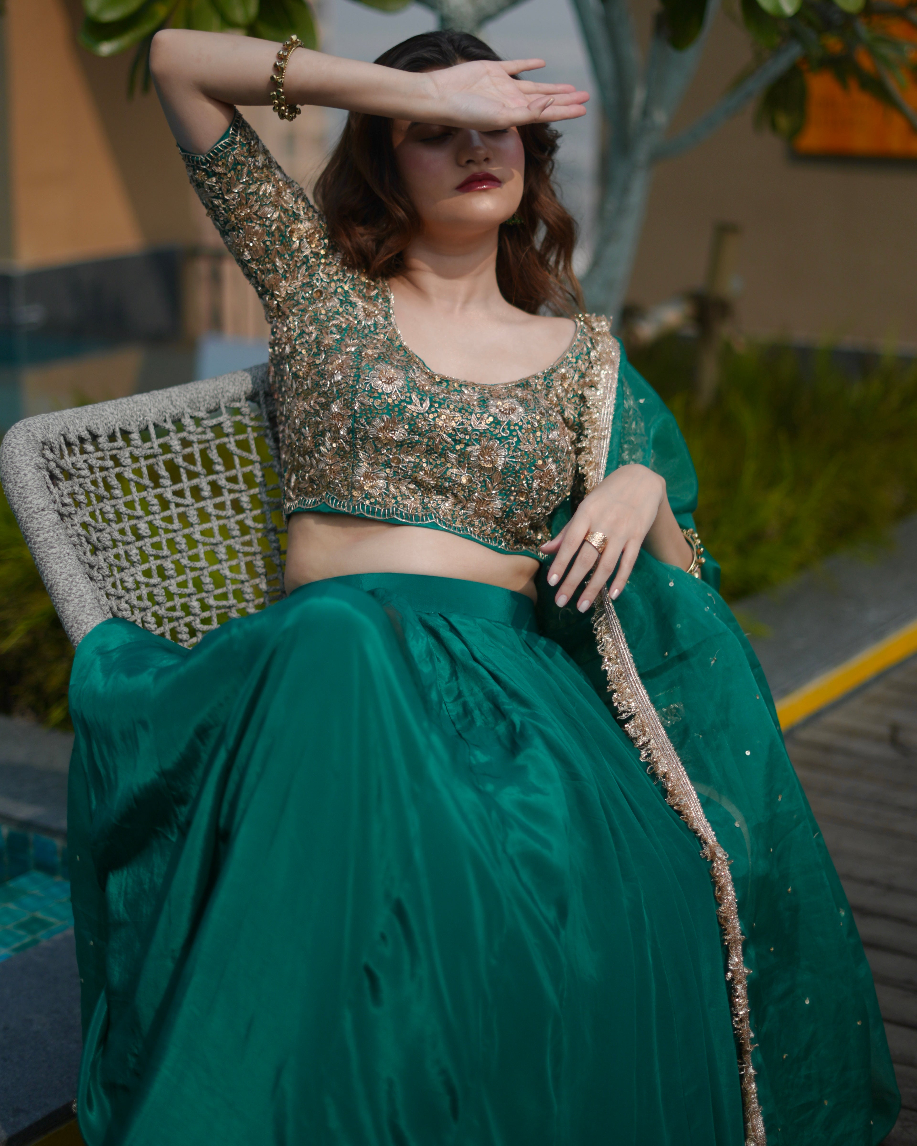 Zarmina – Emerald Luxe Lehenga Set