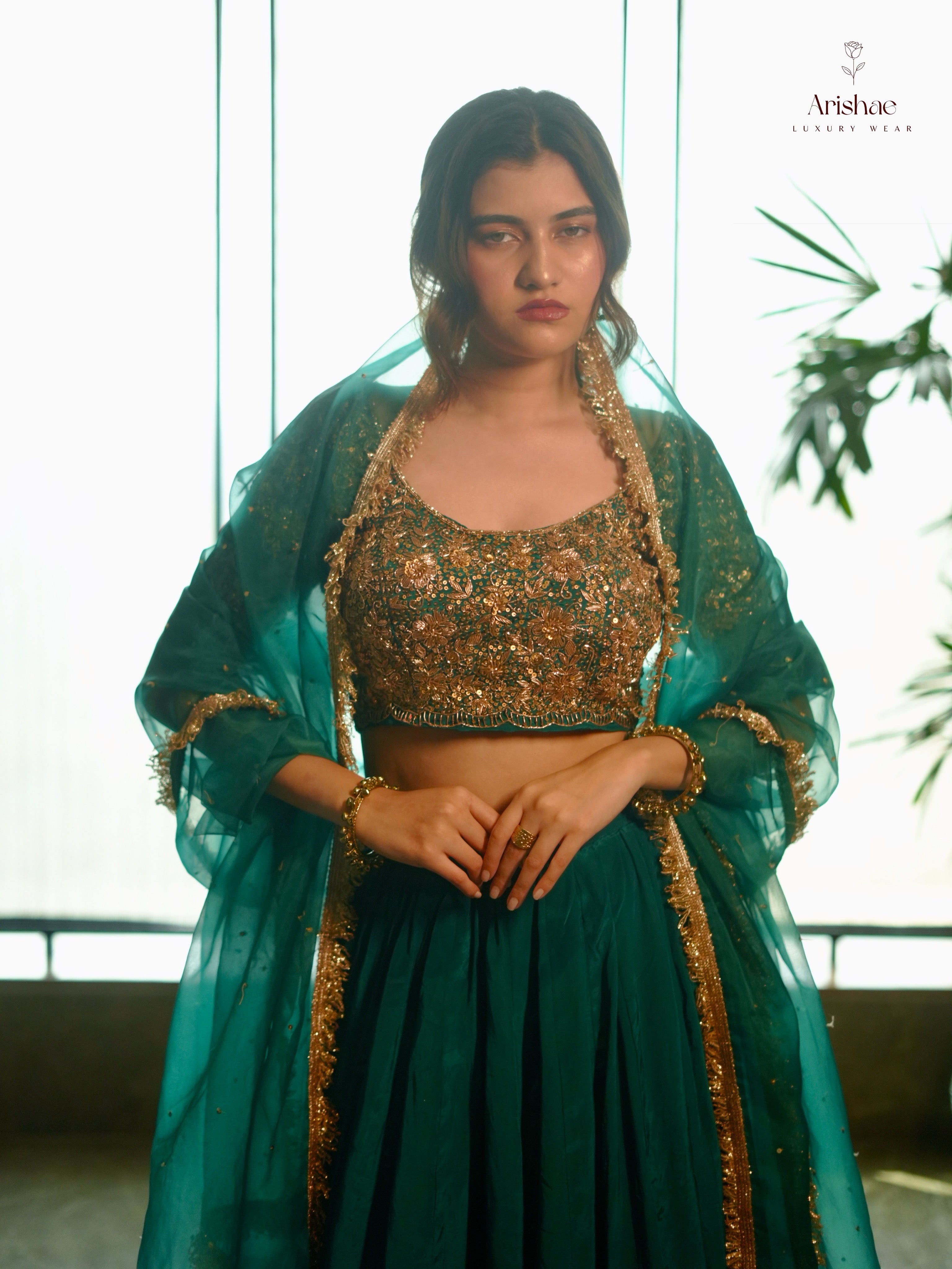 Zarmina – Emerald Luxe Lehenga Set